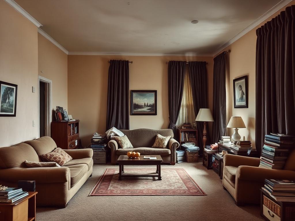 Dated Rego Park living room before its interior design transformation